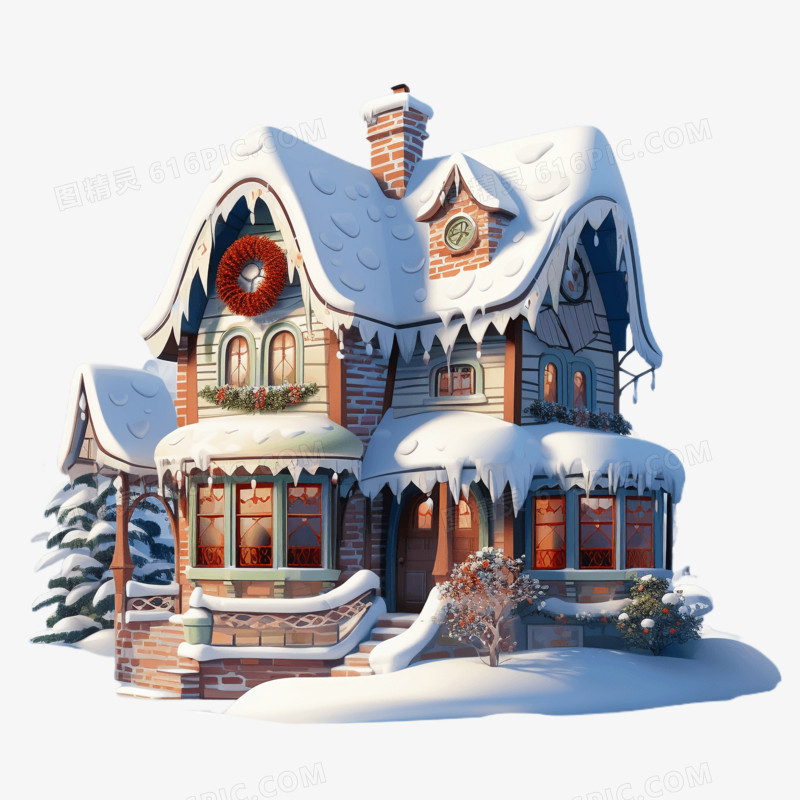 卡通圣诞房子免抠元素
