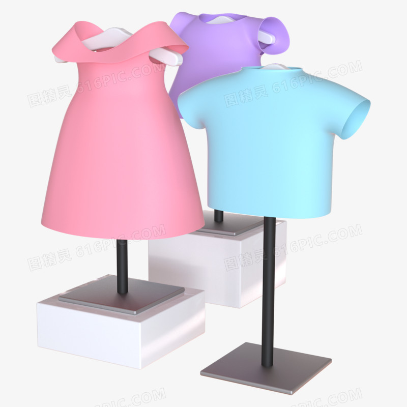 c4d连衣裙服装展示衣架3D元素