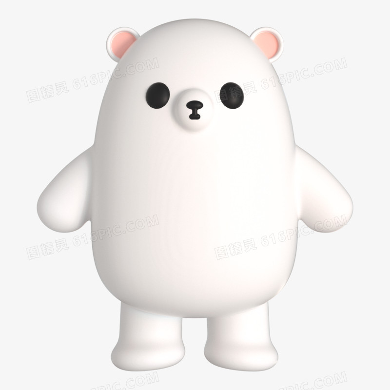 C4D立体黏土动物白熊3D元素