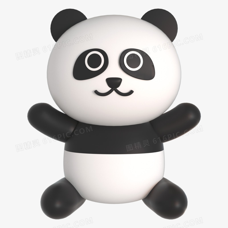 C4D立体黏土动物大熊猫3D元素