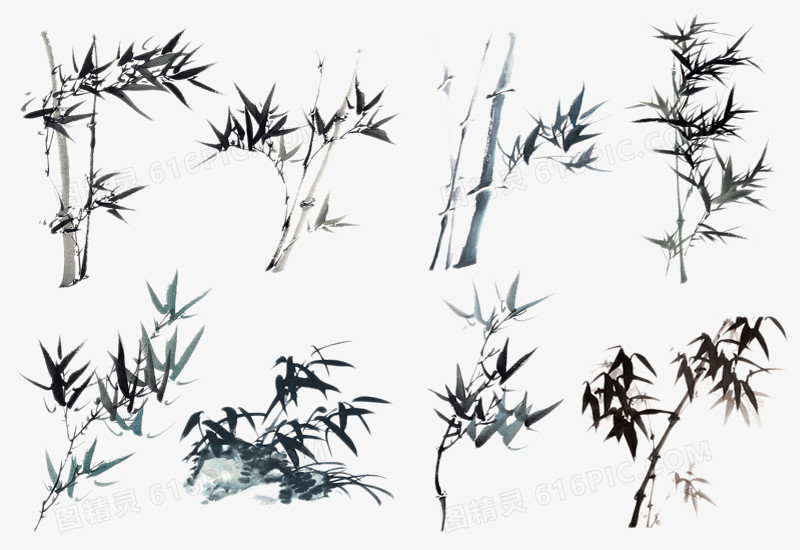 八种水墨竹子画