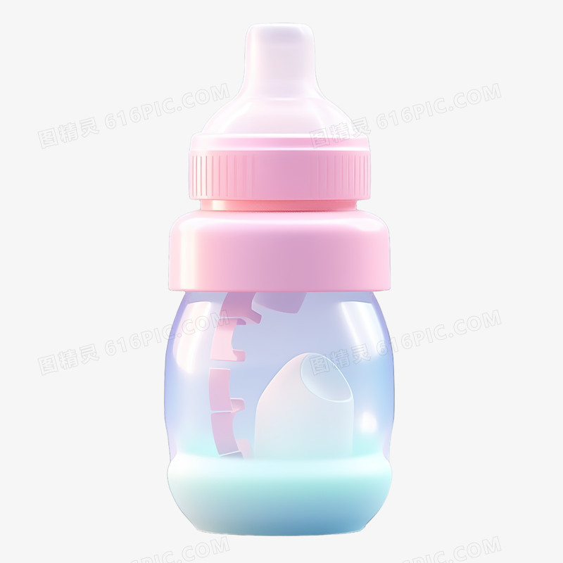 3d可爱彩色小奶瓶模型免抠元素