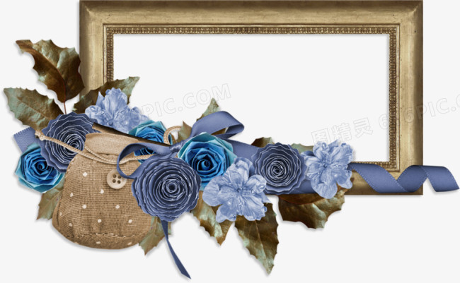 欧式木质蓝色玫瑰花相框
