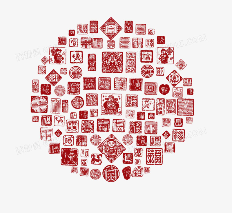 红色新年中国元素素材