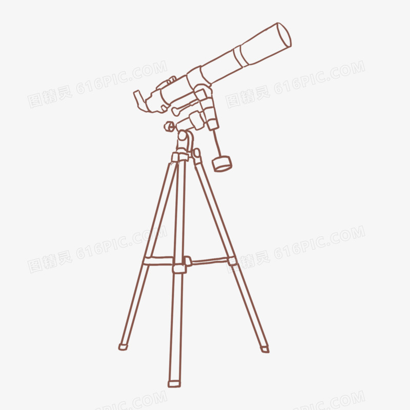 一组手绘卡通线描望远镜合集元素二