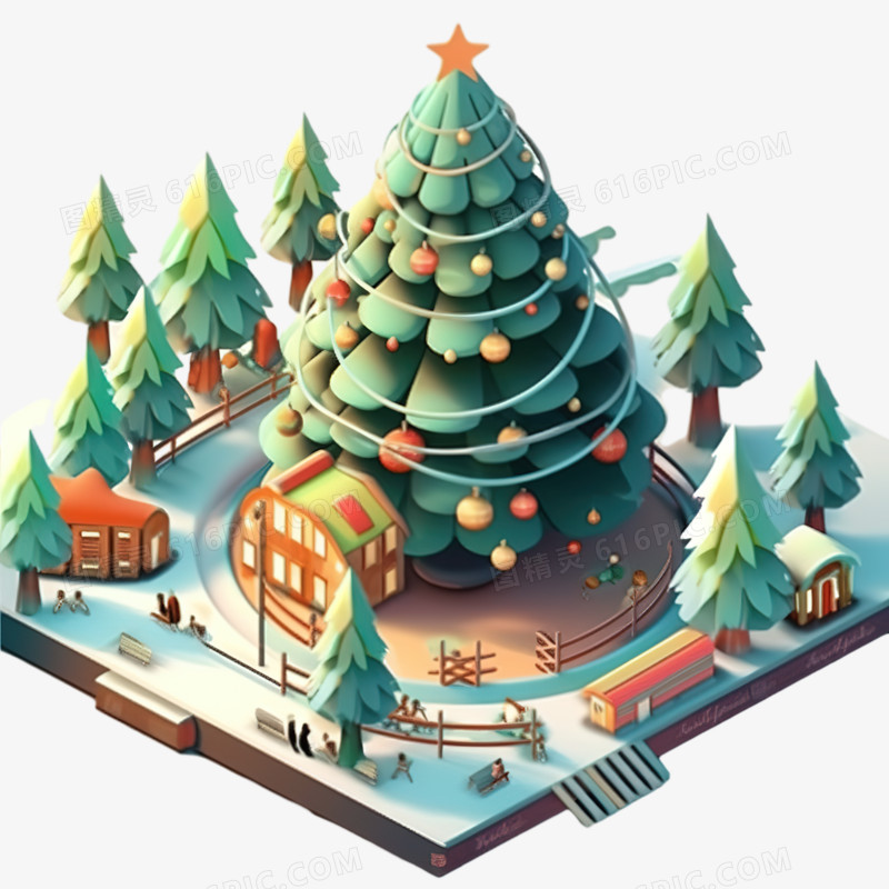 3d圣诞节圣诞树迷你模型免抠元素