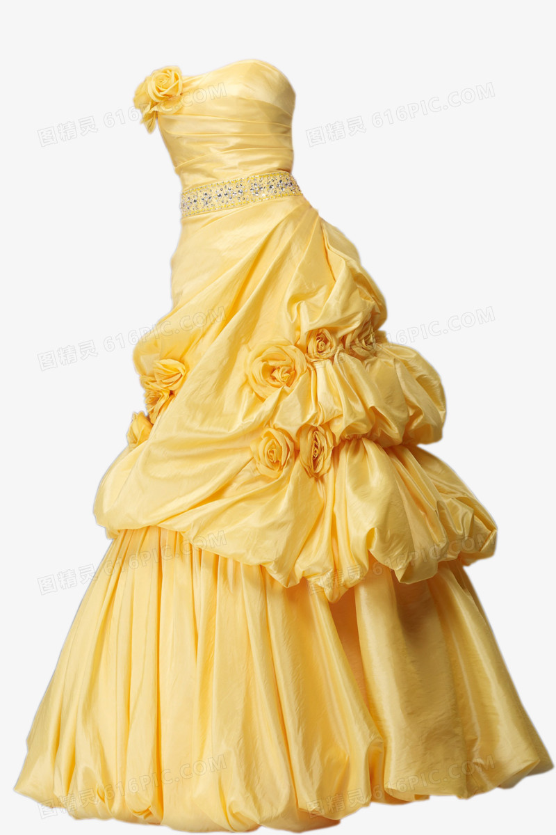 黄色晚宴裙子