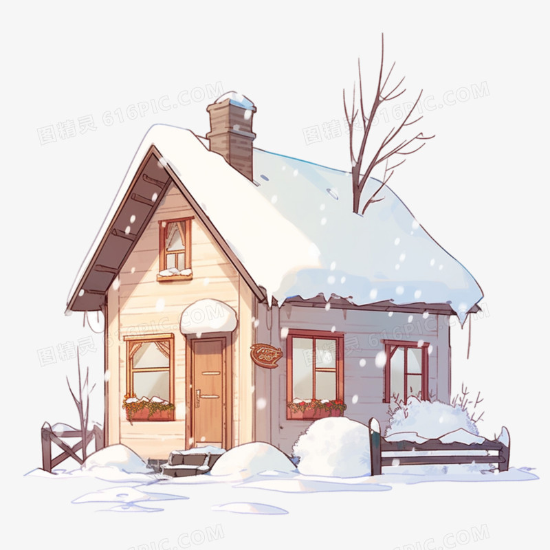 冬季雪屋木屋免抠元素