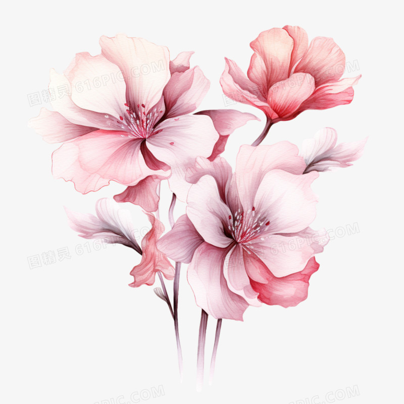 插画风粉色的花朵免抠素材