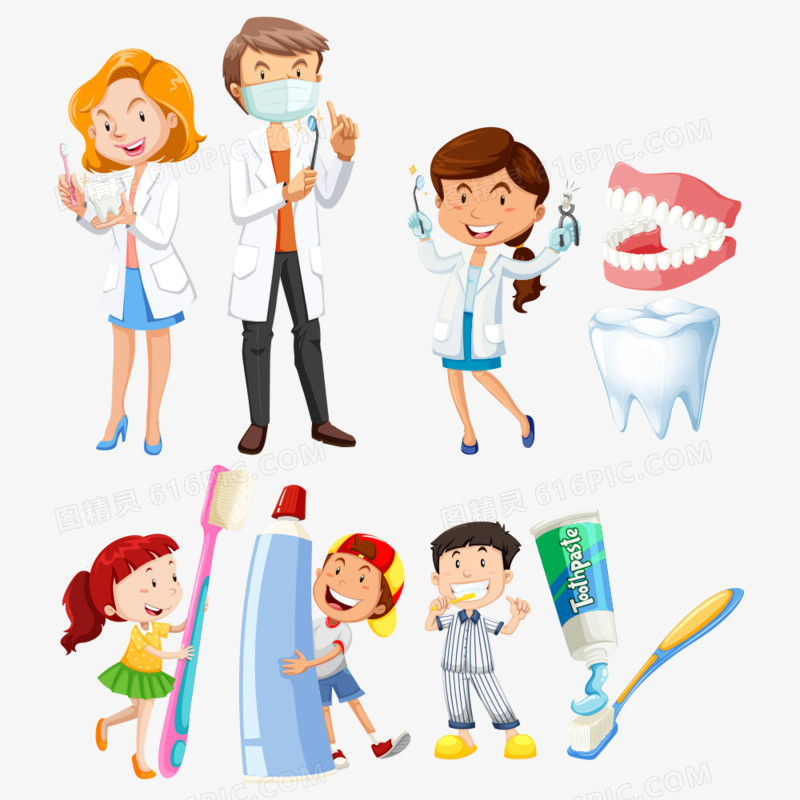 矢量牙科医生和小孩