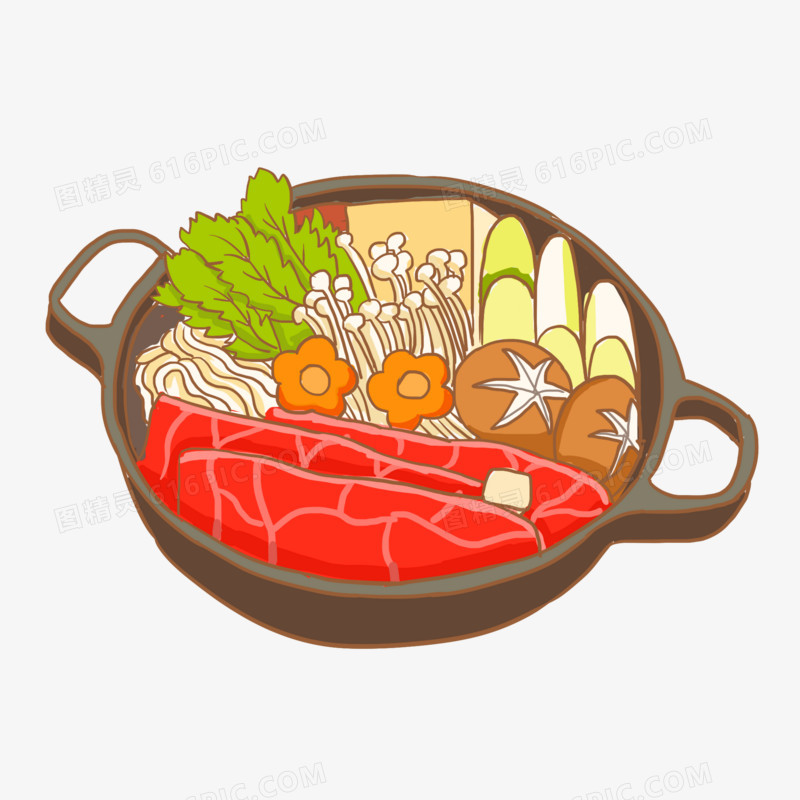 手绘卡通火锅冬天免抠元素
