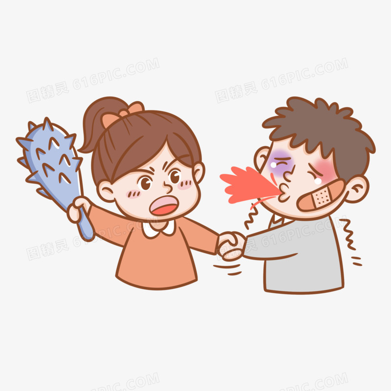 q版可爱狼牙棒打人表情包元素
