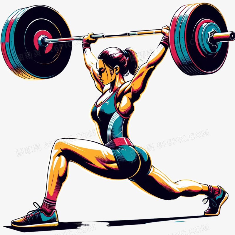 女性举重运动员插画