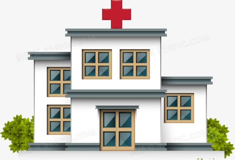 手绘红色十字医院图案