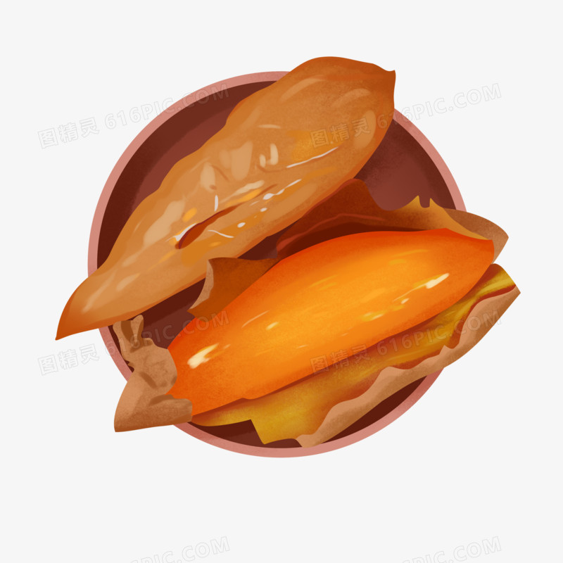 手绘烤红薯美食插画元素
