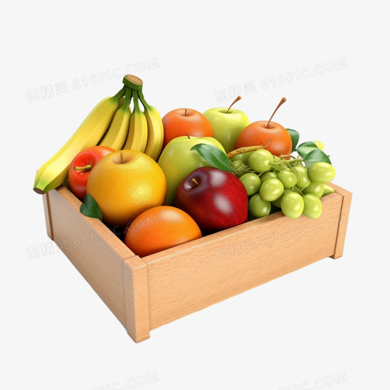 3d一箱水果免抠素材