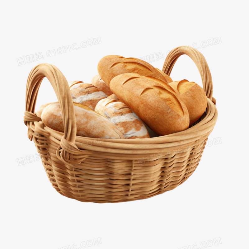 插画一篮子面包免抠素材