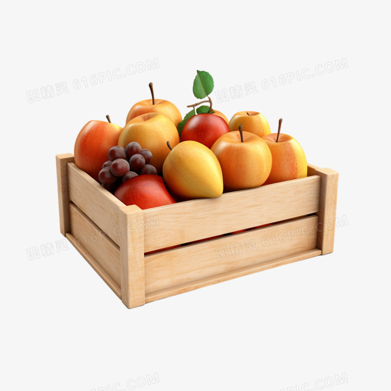 3d一箱水果免抠素材