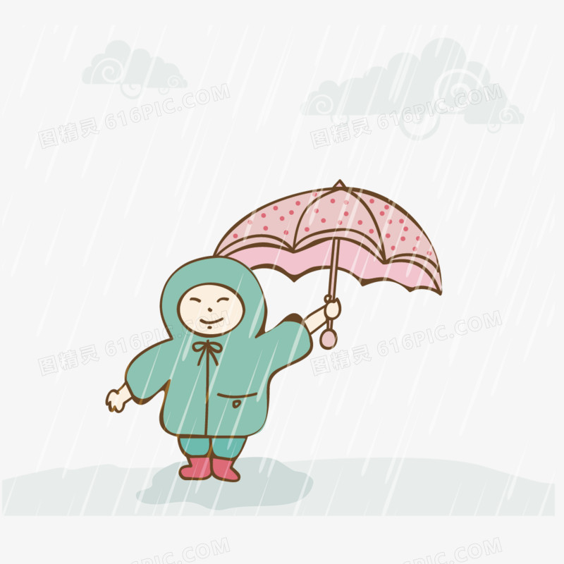关键词:儿童雨伞下雨淋雨卡通元素简约可爱图精灵为您提供简约卡通