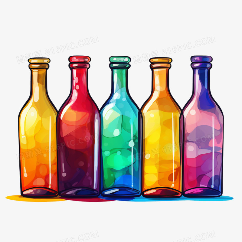 彩色瓶子空瓶免抠元素