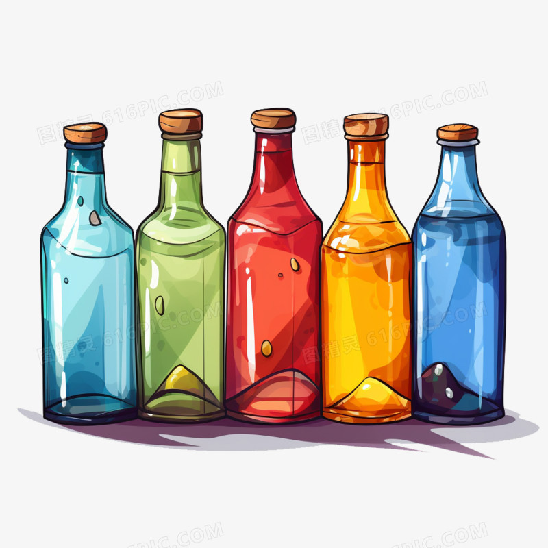 彩色瓶子五颜六色免抠元素