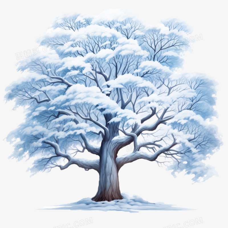 冬日大雪压树免抠元素