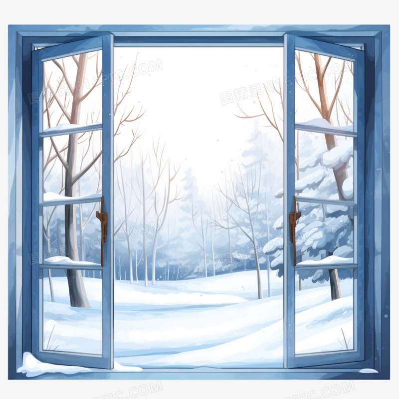 冬日窗景免抠元素