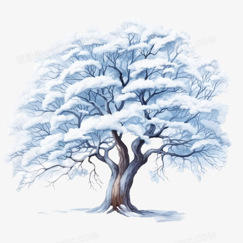 冬日大雪压树免抠元素