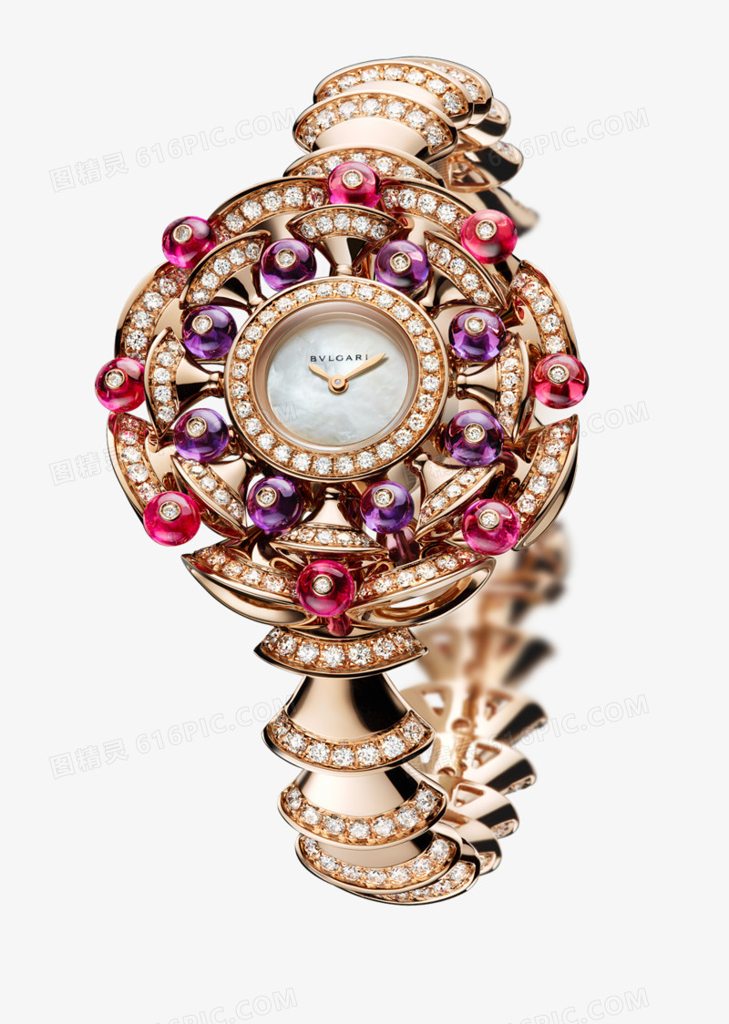 玫瑰金宝格丽腕表珠宝手表女表
