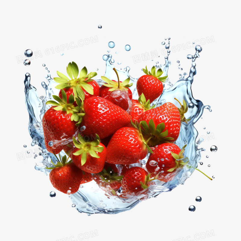 漂浮水果草莓蓝莓插画