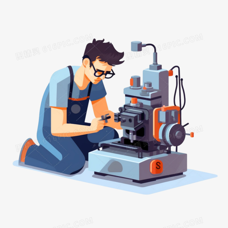 工人正在修理机器插画