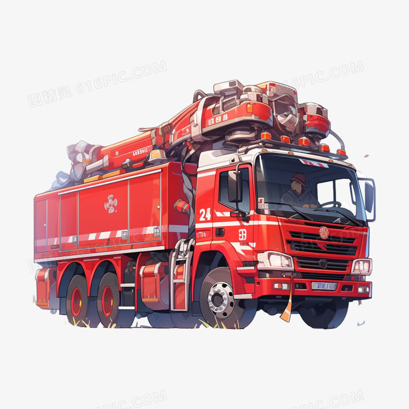 3d立体红色消防车