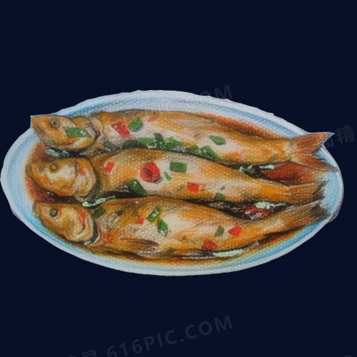 红烧黄鱼手绘画素材图片