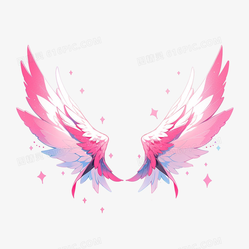 漂亮的粉色翅膀插画