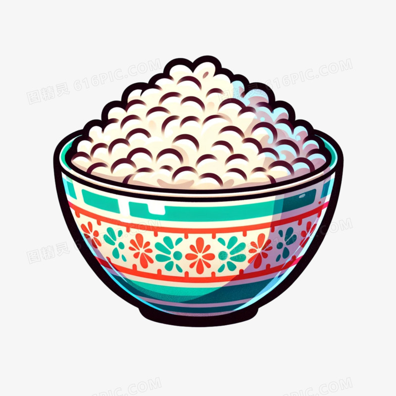 一碗米饭食物卡通插画
