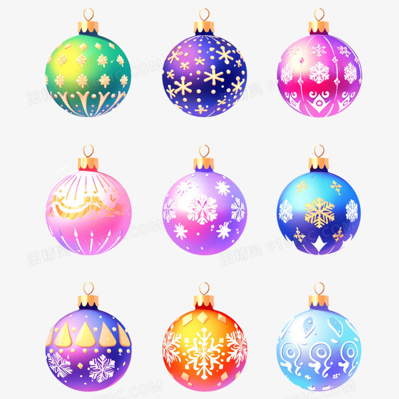多彩球装饰圣诞节免抠元素