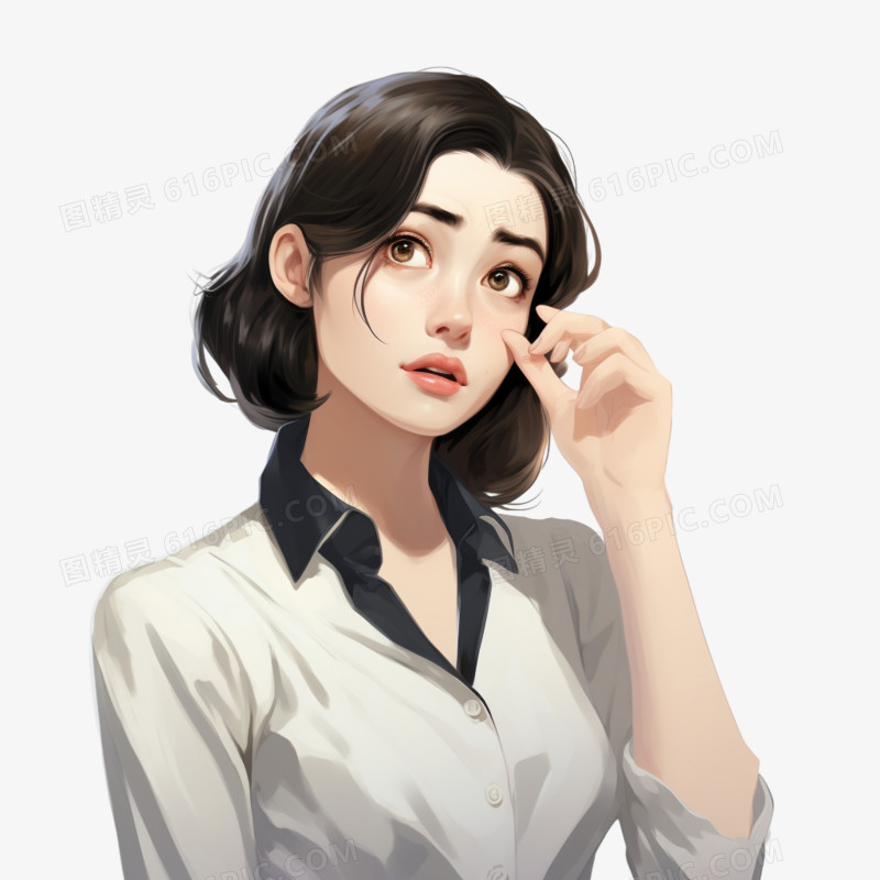 疑问的女性插画免抠元素