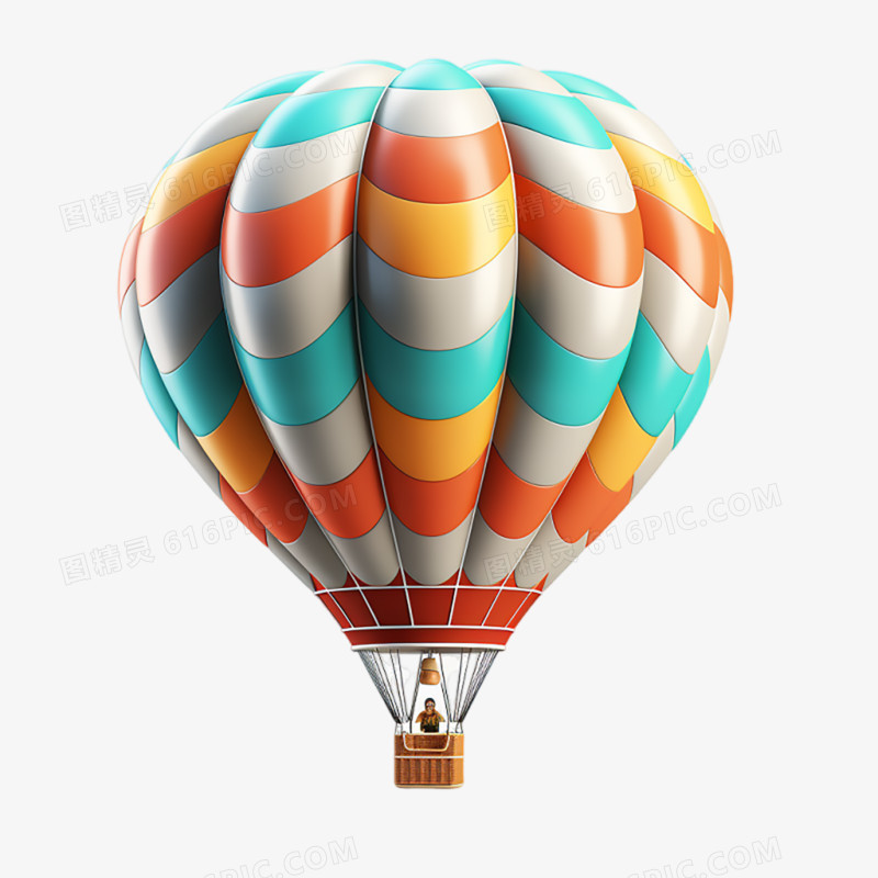 立体3D热气球乘坐免抠元素