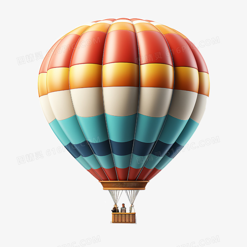 立体3D热气球漂浮免抠元素