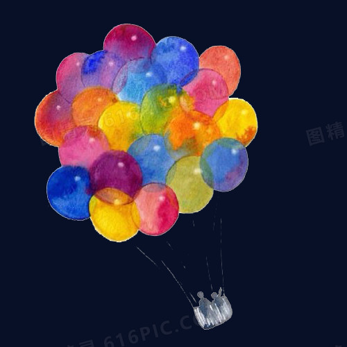 彩色气球手绘画素材图片