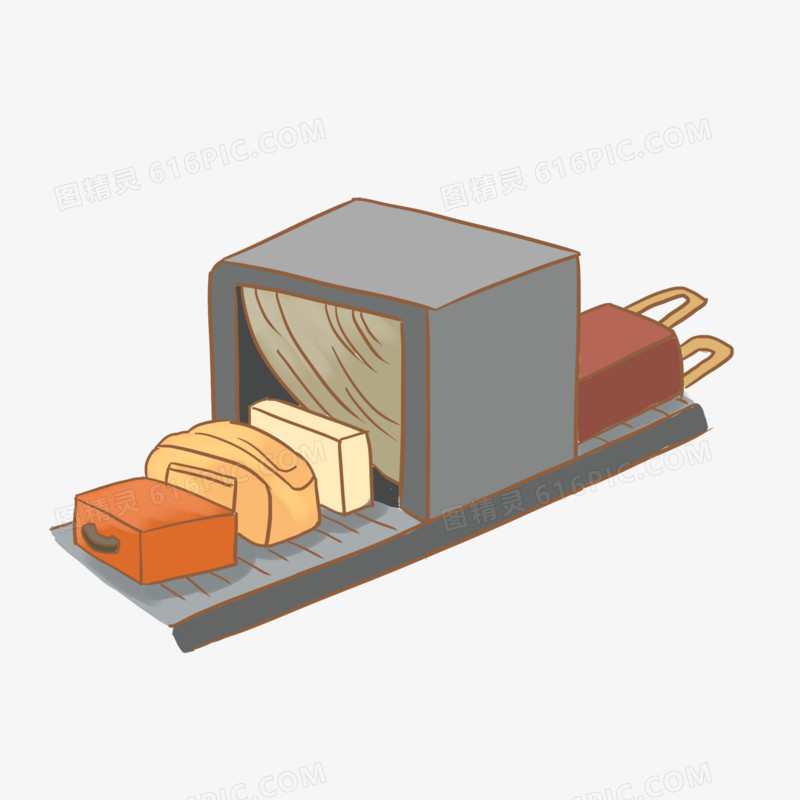 手绘卡通安检行李免抠元素