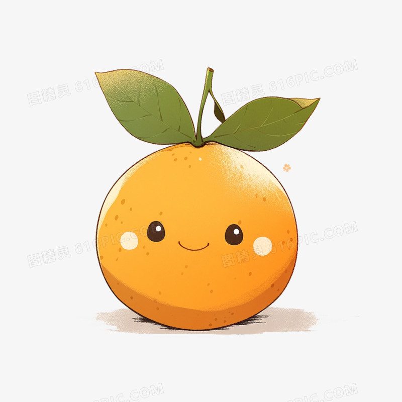 手绘水果橙子微笑免抠元素