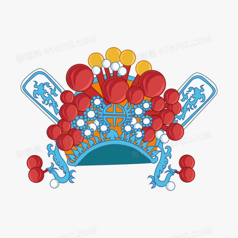一组矢量国潮京剧头饰合集元素六