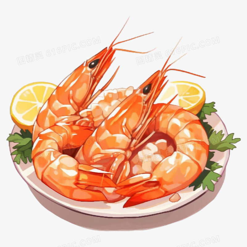 美味的水煮虾插画