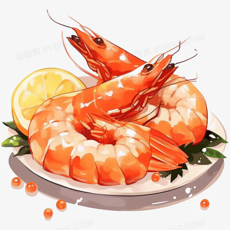 美味的水煮虾插画