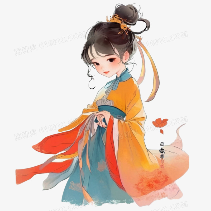 中国风古典女子插画元素