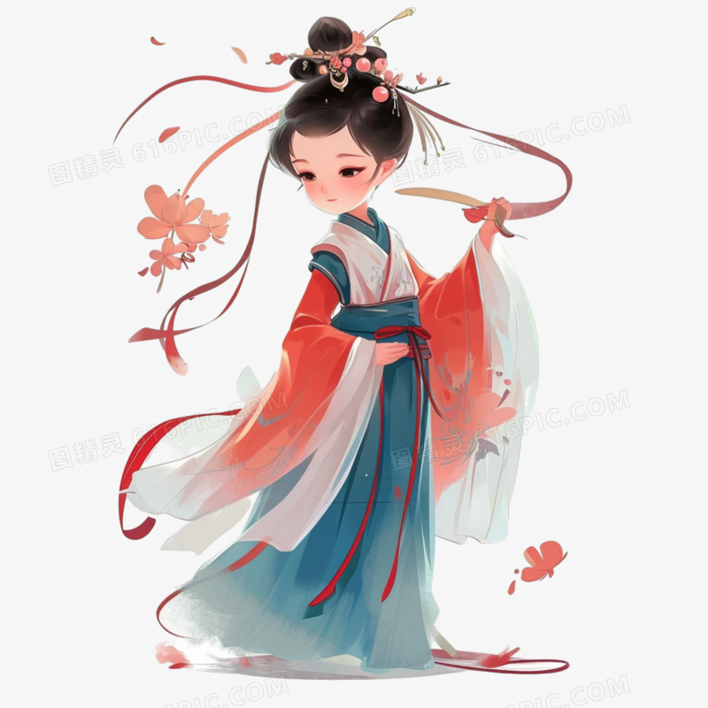 中国风古典女子插画元素