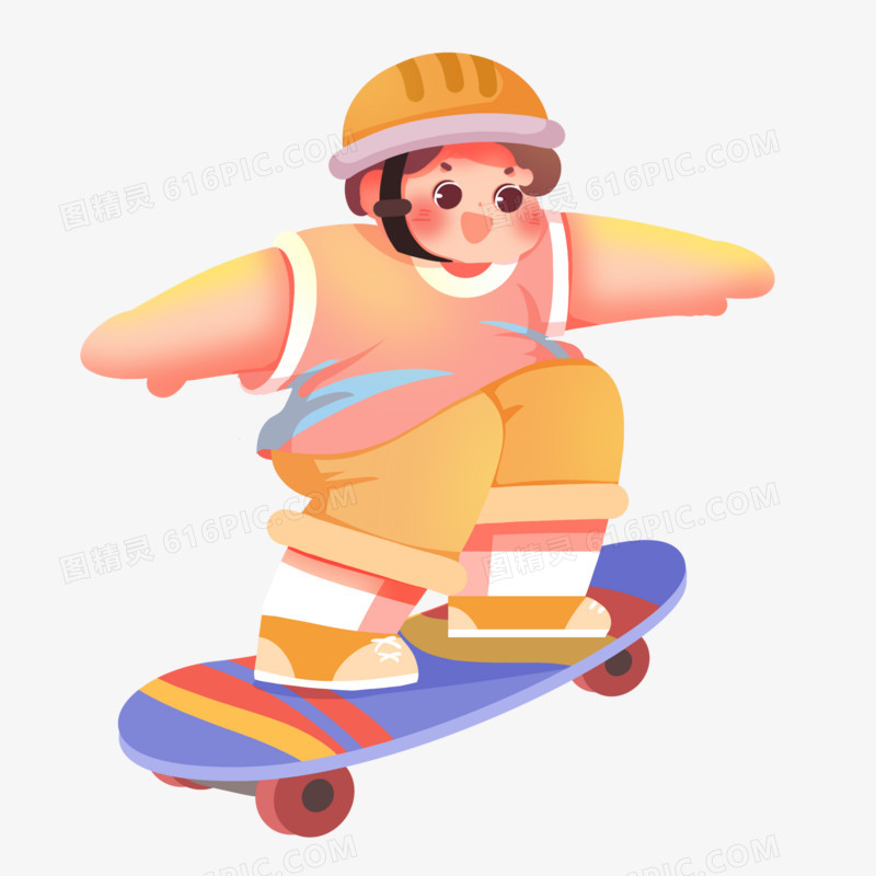 创意插画少年儿童极限运动滑板元素