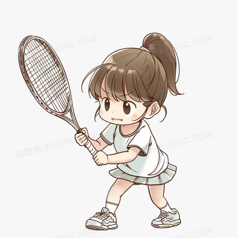 插画小朋友打网球