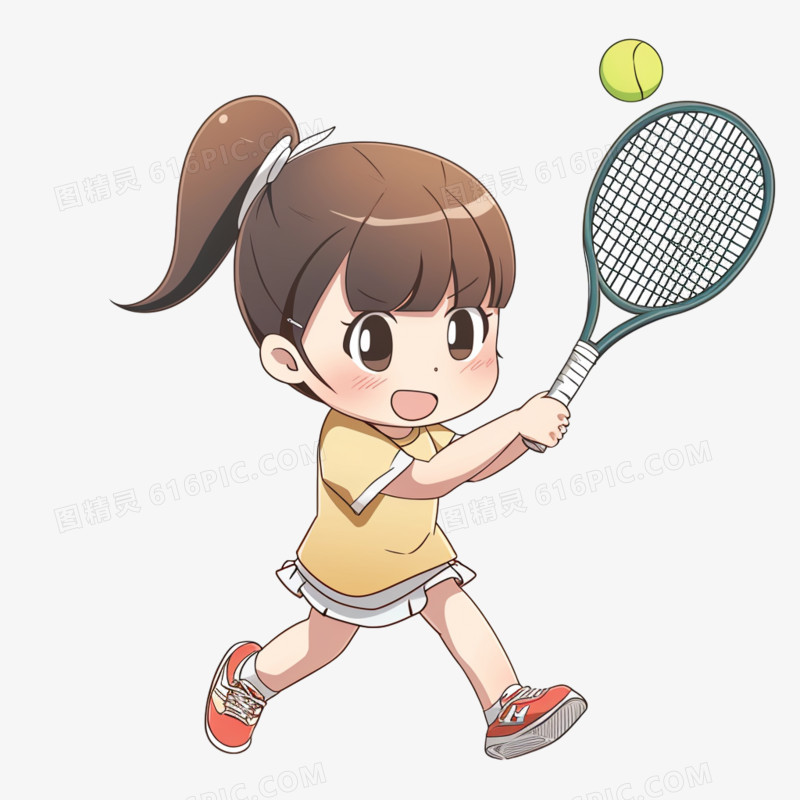 插画小朋友打网球